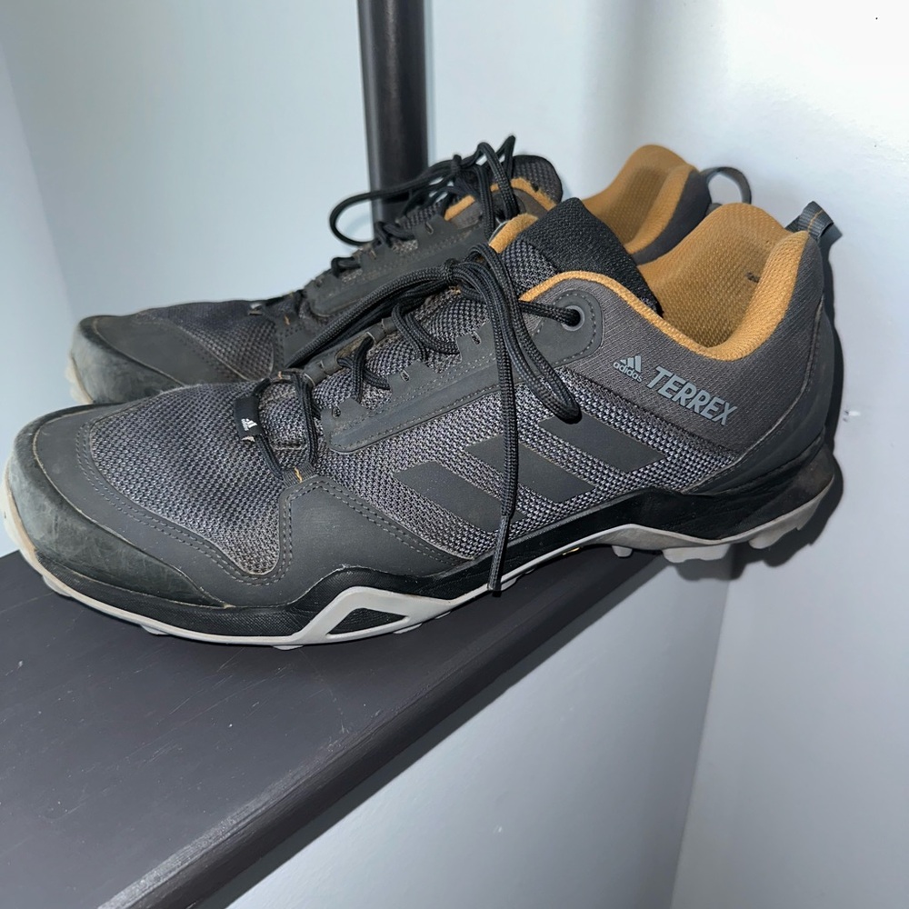 Adidas Black and Tan Athletic Shoes with Rugged Design